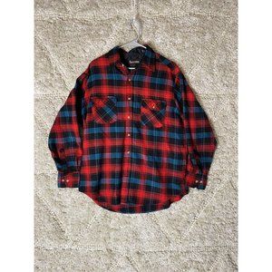 Timber Ridge Mens Flannel Shirt Button Up Red Black Plaid Size Large